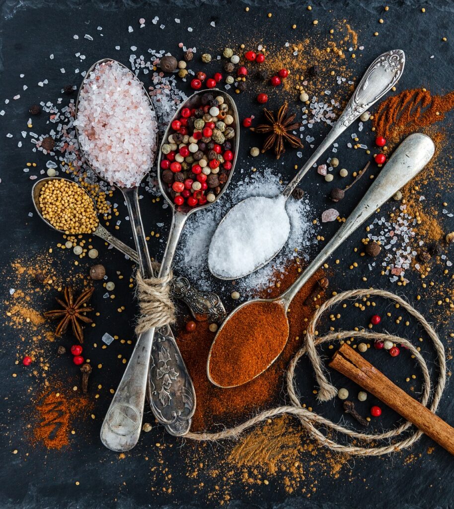 spices, spoons, mobile wallpaper, salt, pepper, ingredients, samsung wallpaper, mobile wallpaper 4k, phone wallpaper, condiments, lock screen wallpaper, beautiful wallpaper, flavoring, background, wallpaper, ipad wallpaper, iphone wallpaper